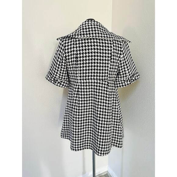 Houndstooth Short Sleeve Statement Coat Black And White Size Small - Picture 8 of 10